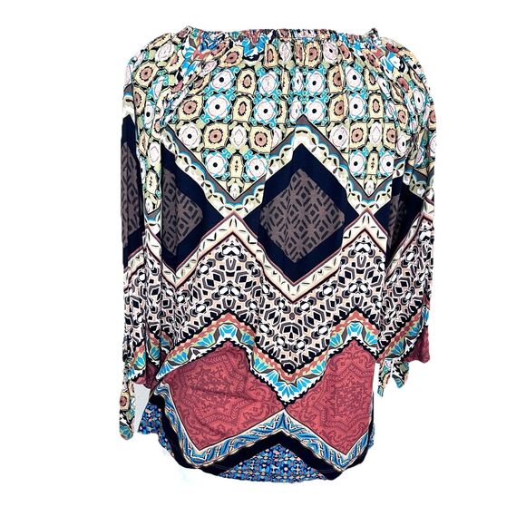 Chico’s Women’s Boho Flared Tied Sleeve Size 0 Top Can Be Worn Off Shoulder - Picture 2 of 11